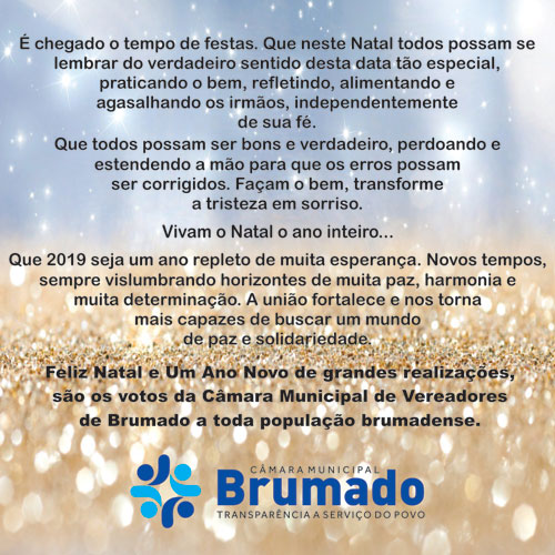 Legislativo brumadense deseja boas festas aos munícipes