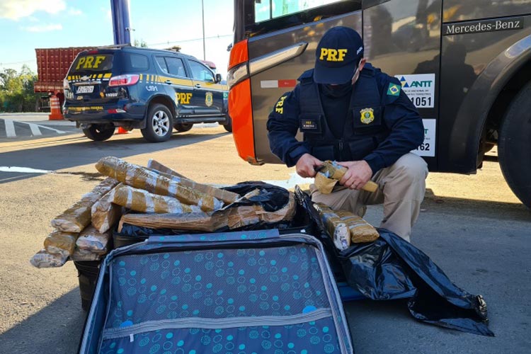 Conquista: Passageiros são flagrados com suas bagagens recheadas de droga na BR-116