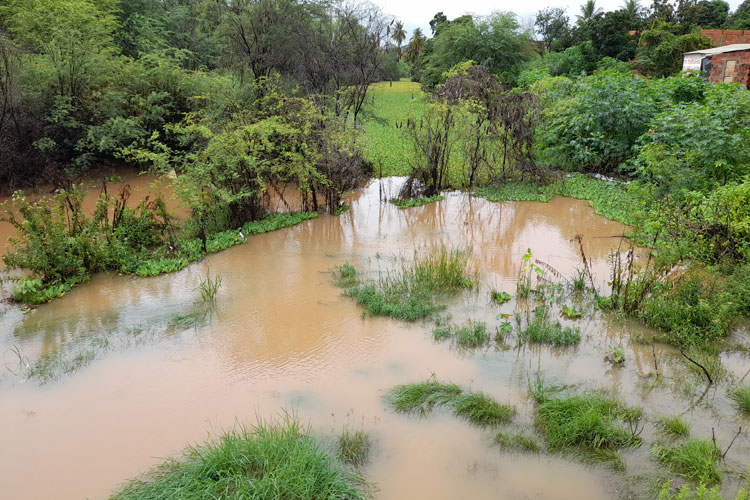 Moradores preocupados com enchente do Rio do Antônio e fragilidade de ponte em Brumado