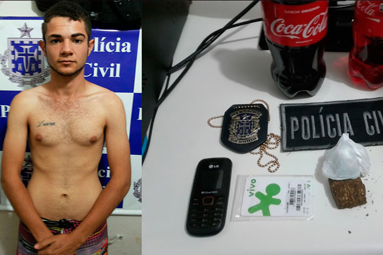 Caetité: Jovem é preso passando drogas, celulares e bebidas para presos na delegacia