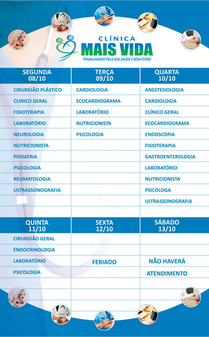 Confira os especialistas da semana na Clínica Mais Vida em Brumado