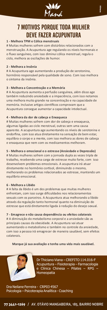 Clínica Maná: Porque toda mulher deve fazer acupuntura