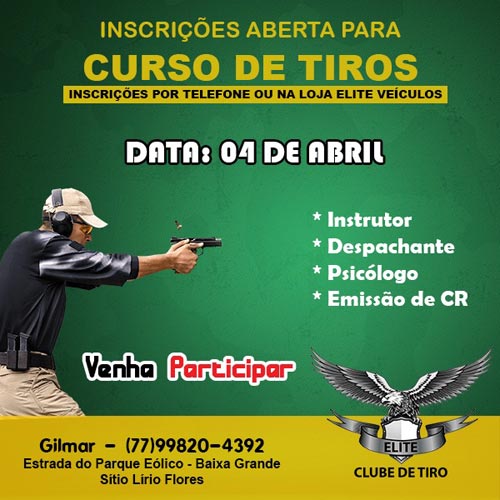 Inscrições estão abertas para novo curso de tiros em Brumado