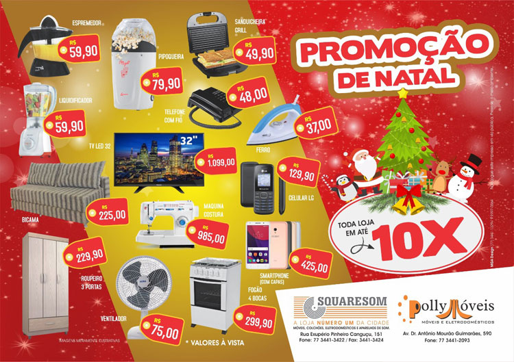 Começou a promoção de Natal na Squaresom e na Polly Móveis em Brumado