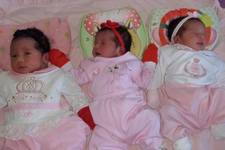 Mãe que esperava gêmeas é surpreendida com nascimento de trigêmeas em Livramento de Nossa Senhora