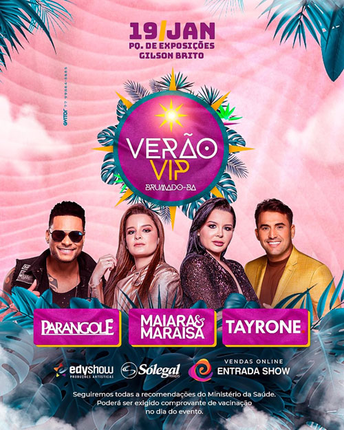 Brumado: Verão Vip terá shows de Maiara & Maraísa, Parangolé e Tayrone