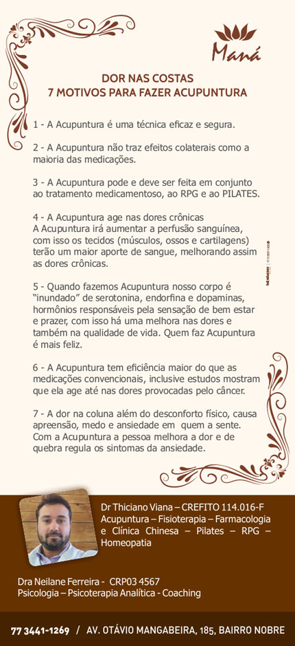 Dor nas costas: 7 motivos para fazer acupuntura na Clínica Maná em Brumado