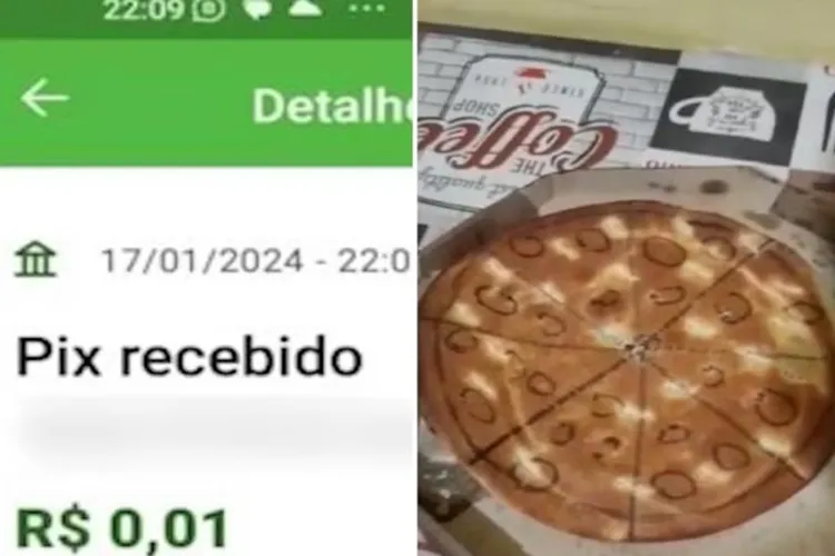 Cliente que fez Pix de um centavo e deu comprovante falso recebe pizza de papel