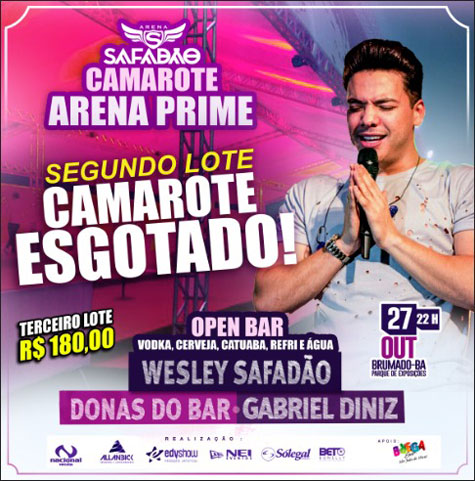 Segundo lote de ingressos do camarote Arena Prime está esgotado em Brumado