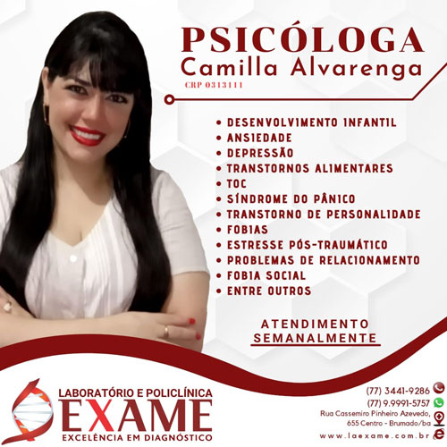 Clínica Exame: Psicóloga Camilla Alvarenga é especialista em Desenvolvimento Infantil