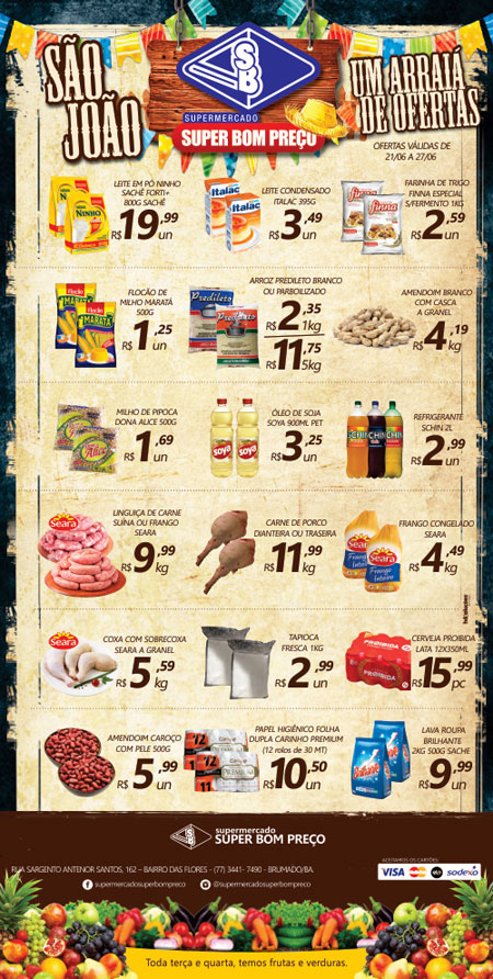 Confira as promoções no Arraiá de Ofertas do Supermercado Super Bom Preço em Brumado