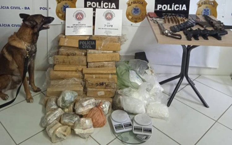 Dois homens são presos com 154 kg de drogas, seis armas e munições no sul da Bahia