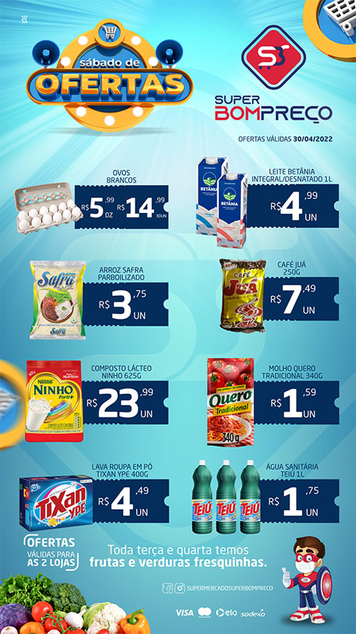 'Sábado de ofertas': Confira as promoções no Supermercado Super Bom Preço em Brumado