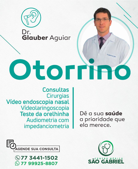 Otorrinolaringologia é no Centro Médico São Gabriel com o especialista Glauber Aguiar