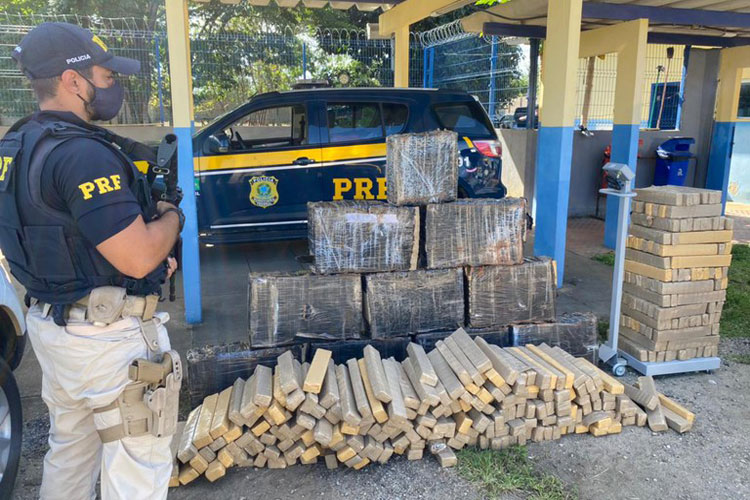 PRF de Vitória da Conquista apreende mais de 1 tonelada de maconha e prende batedores na BR-116