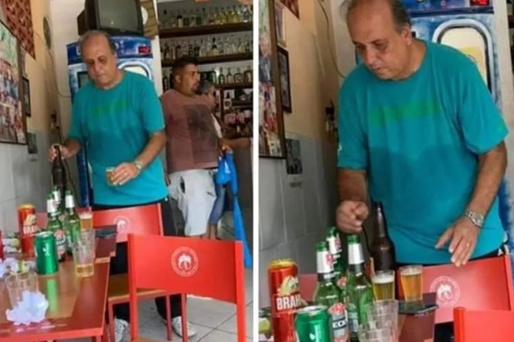 Com tornozeleira eletrônica, Pezão come torresmo e bebe cerveja em bar no Rio de Janeiro