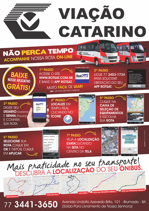 Viação Catarino lança aplicativo para usuários acompanharem a rota dos ônibus em tempo real