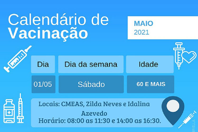 Covid-19: Brumado divulga calendário de vacinação para idosos a partir de 60 anos