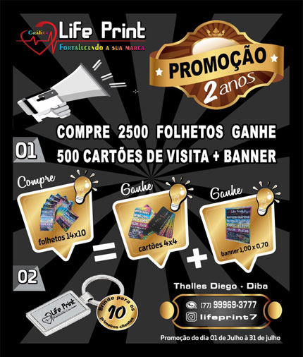 Gráfica Life Print lança promoção em comemoração aos dois anos de existência em Brumado