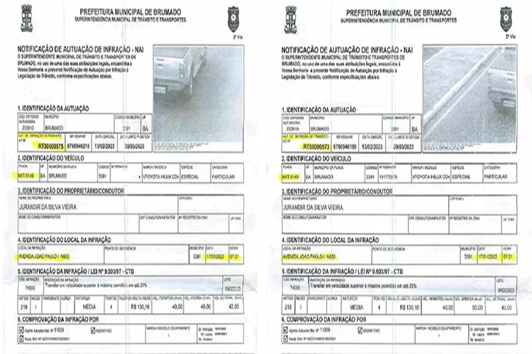 Motorista recebe duas multas simultâneas através de radar em Brumado