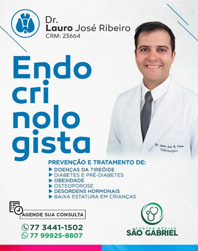 Endocrinologista Lauro José atende no Centro Médico São Gabriel em Brumado