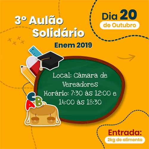 Aulão Solidário preparatório para o Enem será realizado no dia 20 em Guanambi