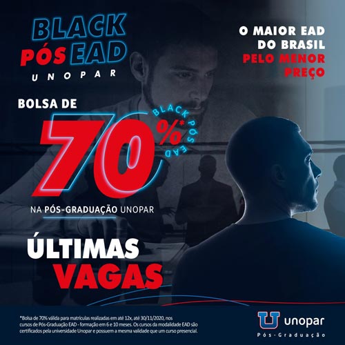 Brumado: Aproveite a Black-Pós e faça sua pós graduação na Unopar