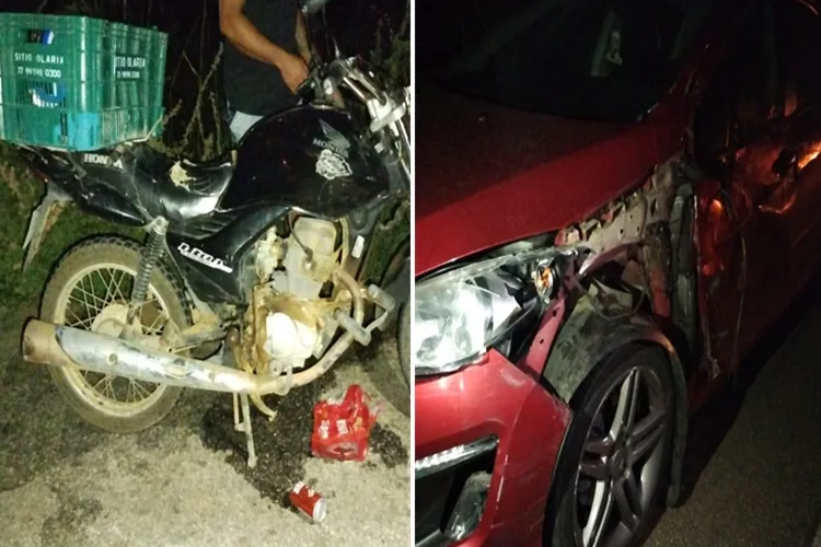 Carro e moto se envolvem em acidente na BA-262 na Serra dos Pombos em Anagé