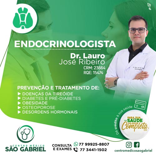 Endocrinologista é no Centro Médico São Gabriel em Brumado