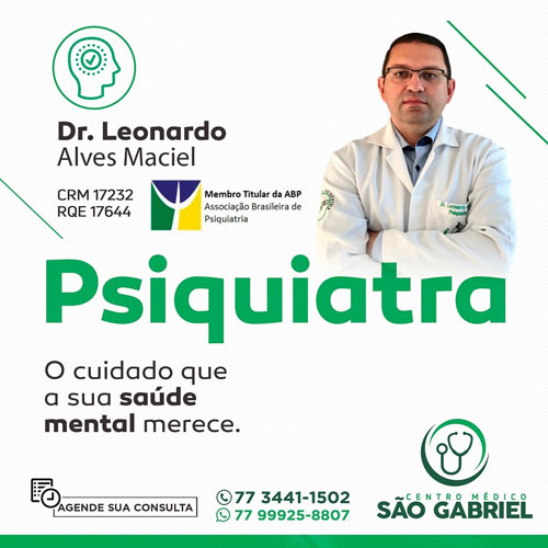 Psiquiatria com Leonardo Alves no Centro Médico São Gabriel em Brumado
