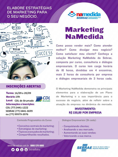 CDL e Sebrae lançam curso de marketing para empresas em Brumado