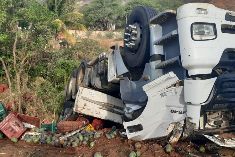 Urandi: Motorista de carreta carregada de manga morre em acidente na BR-122