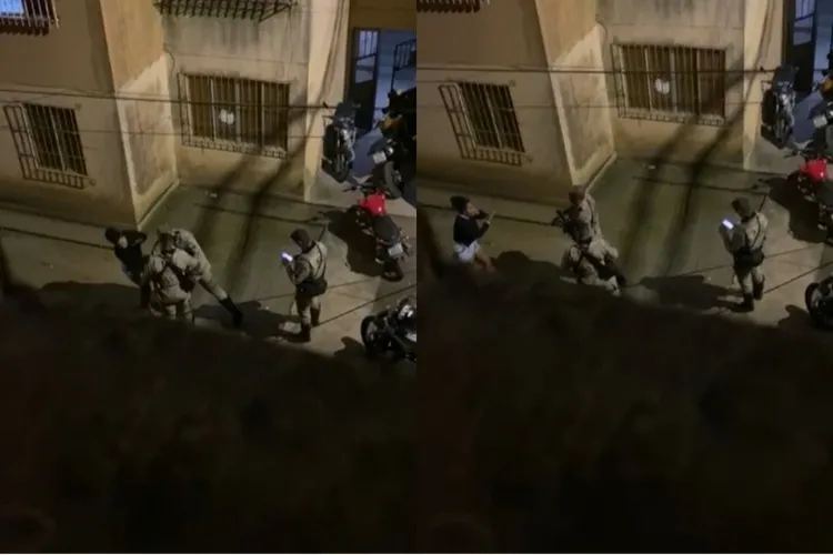 PM é flagrado agredindo mulher durante ação em Feira de Santana