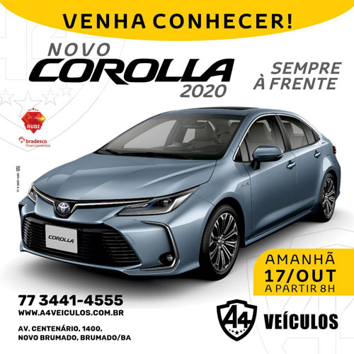 Brumado: A4 Veículos recebe novo Corolla para venda nesta terça-feira (17)