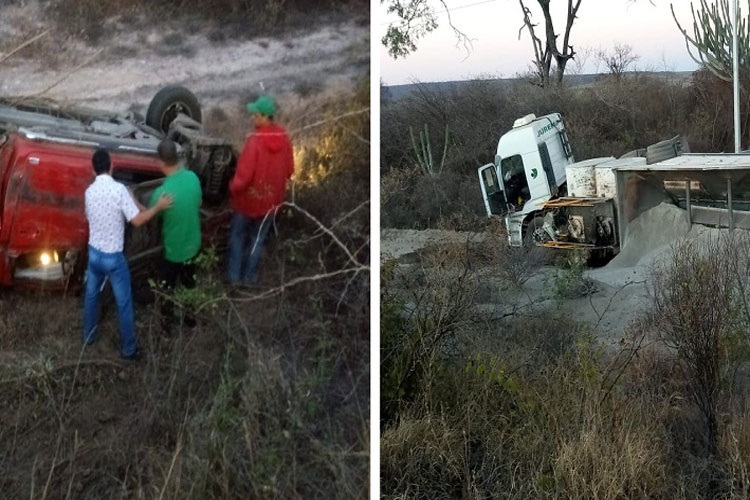 Brumado: Caminhonete fica destruída após colisão com carreta na BA-262