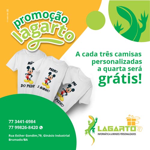 Lagarto lança promoção para camisas personalizadas em Brumado