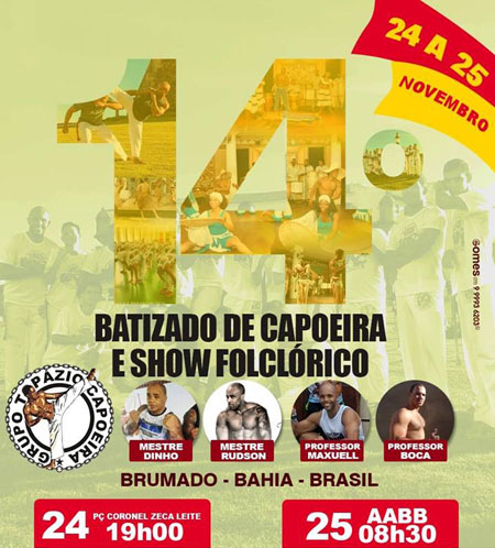 14º Batizado de Capoeira e Show Folclórico do Grupo Topázio acontece no próximo fim de semana