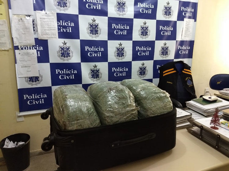 Jovem é preso levando sete malas com 200 kg de maconha no interior da Bahia