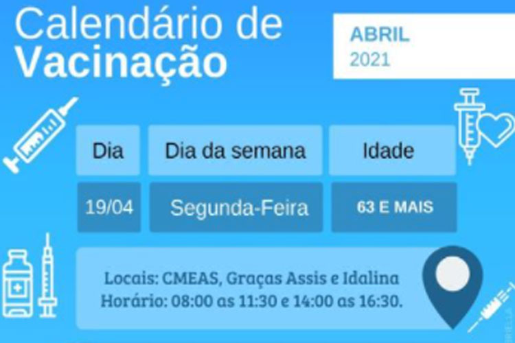 Brumado divulga calendário de vacinação contra a Covid-19 para idosos a partir de 63 anos