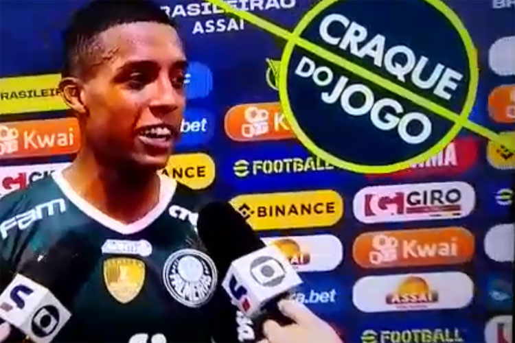 Brumado: Vanderlan, do Palmeiras, ganha troféu de Craque do Jogo do Brasileirão