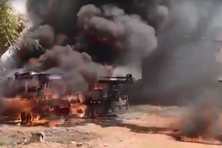 Caminhões de perfuração de poços artesianos pegam fogo em Livramento de Nossa Senhora