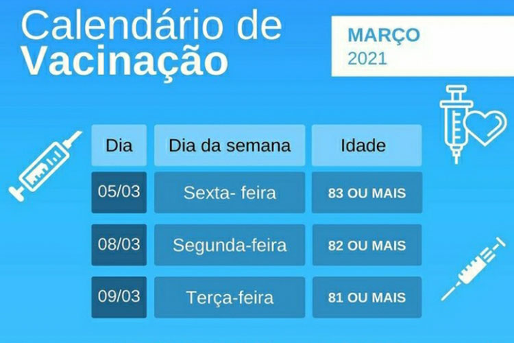 Secretaria de Saúde de Brumado divulga novo calendário de vacinação para idosos