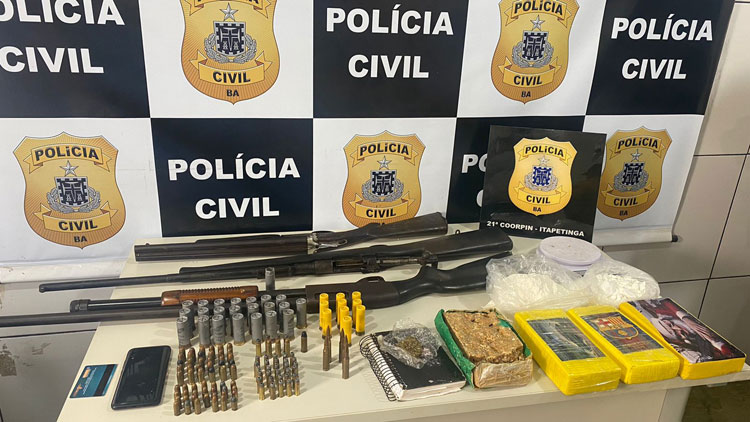 Itapetinga: Polícia Civil localiza liderança do tráfico com armas e drogas avaliadas em R$ 90 mil