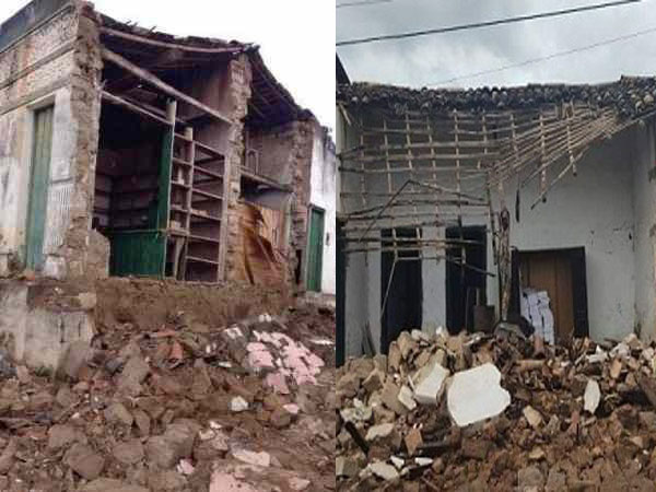 Casas antigas desabam com as chuvas no município de Abaíra