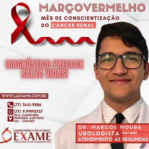 Clínica Exame na Campanha do Março Vermelho contra o câncer renal