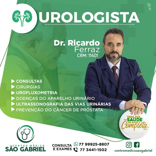 Brumado: Urologia é no Centro Médico São Gabriel com médico Ricardo Ferraz
