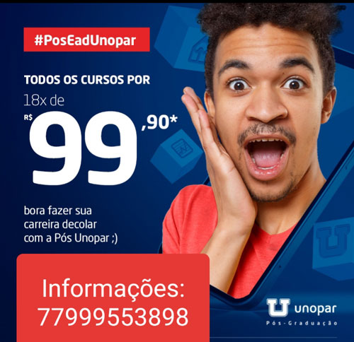 Cursos de pós-graduação da Unopar de Brumado estão com valor promocional