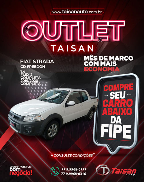 Taisan Auto promove outlet de veículos usados neste mês de março em Brumado