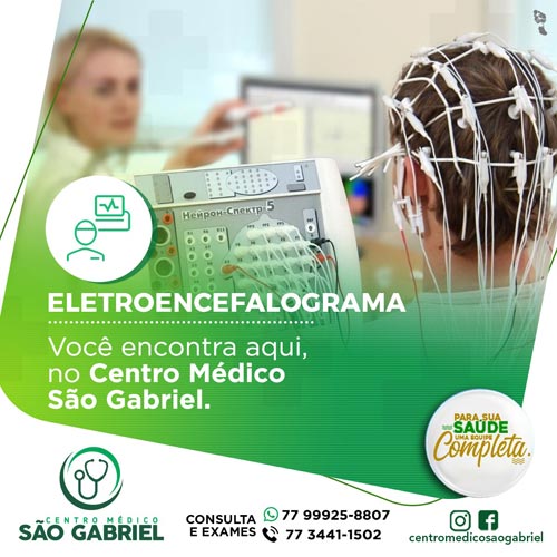 Eletroencefalograma Digital com mapeamento cerebral, no Centro Médico São Gabriel, em Brumado