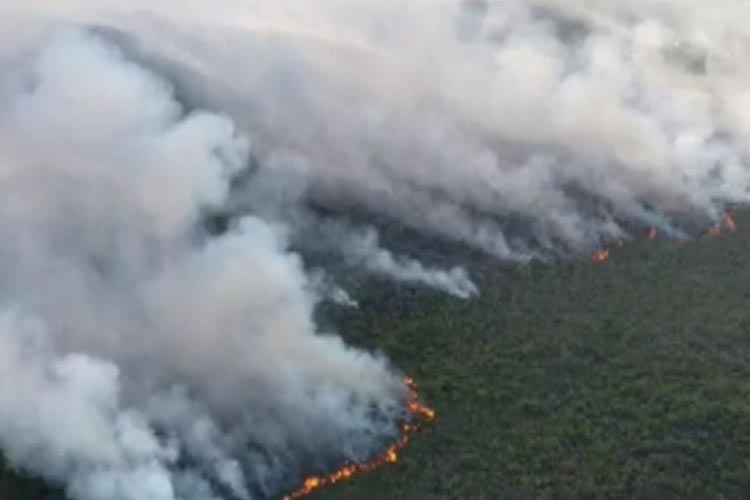 Aviões dos bombeiros auxiliam em combate a incêndio em Andaraí